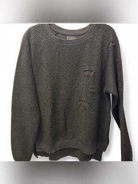 Men's black crew-neck sweatshirt from Zara, featuring a distressed finish and in